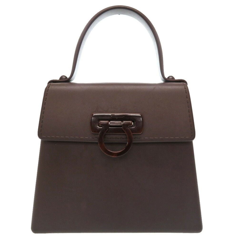 Salvatore Ferragamo Gancini Rubber Handbag Brown